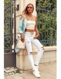 White jeans with holes 0530 - Online store - Boutique